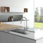 ก๊อกน้ําห้องครัวดึงแปรงนิกเกิลสแตนเลสสีดําครัวผสมแตะอ่างล้างจานแตะ 2