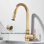 SHBSHAIMY ทองเหลืองโบราณก๊อกน้ําห้องครัวดึง 360 หมุน Spout ก๊อกน้ําเดี่ยวหมุนน้ําร้อนน้ําเย็น KITCHEN Mixer TAP 4