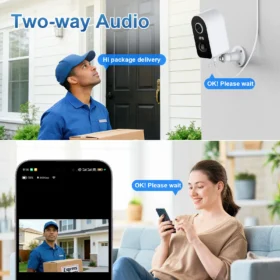 วิดีโอไลฟ์ 3MP กล้องรักษาความปลอดภัยพลังงานแสงอาทิตย์กันน้ำไร้สาย 2.4G WiFi กล้องพลังงานแสงอาทิตย์แบบใช้แบตเตอรี่ HD การป้องกันการเฝ้าระวังภายในบ้าน 3