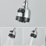 Chrome ติดผนัง Dual Hole ก๊อกน้ําห้องครัวตะกั่วฟรีน้ําร้อนน้ําเย็น TAP Stream สเปรย์ Bubbler 360 หมุนท่อยืดหยุ่น 5