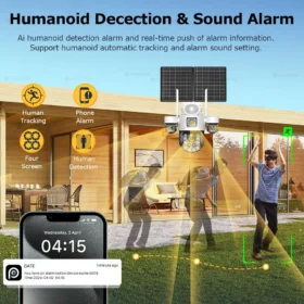 กล้องวงจรปิดพลังงานแสงอาทิตย์ ZAOMIYOS AOV สำหรับภายนอกอาคาร รองรับซิม 4G ติดตามอัตโนมัติ ซูมออปติคอล 60 เท่า หน้าจอ 4 นิ้ว ระบบรักษาความปลอดภัยภายในบ้าน บันทึกตลอด 24 ชั่วโมงทุกวัน 5