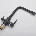 Matte สีดําทองเหลืองน้ําบริสุทธิ์ก๊อกน้ําห้องครัว Dual Handle ร้อนและเย็นน้ําดื่ม 3-Way FILTER KITCHEN Purified Mixer ก๊อก 5