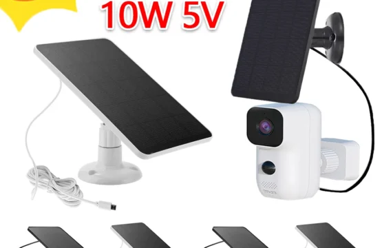 แผงโซลาร์เซลล์ 10W 5V สำหรับกล้องวงจรปิดไร้สายกลางแจ้ง ieGeek ชุดแผงโซลาร์เซลล์กันน้ำ ที่ชาร์จพลังงานแสงอาทิตย์ พอร์ต DC5521/USB-C 1