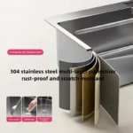 อ่างล้างจานสแตนเลส 304 หนาพิเศษ ขนาดใหญ่ อ่างล้างผักเดี่ยว อ่างล้างจานสแตนเลสสำหรับวางบนโต๊ะ 5