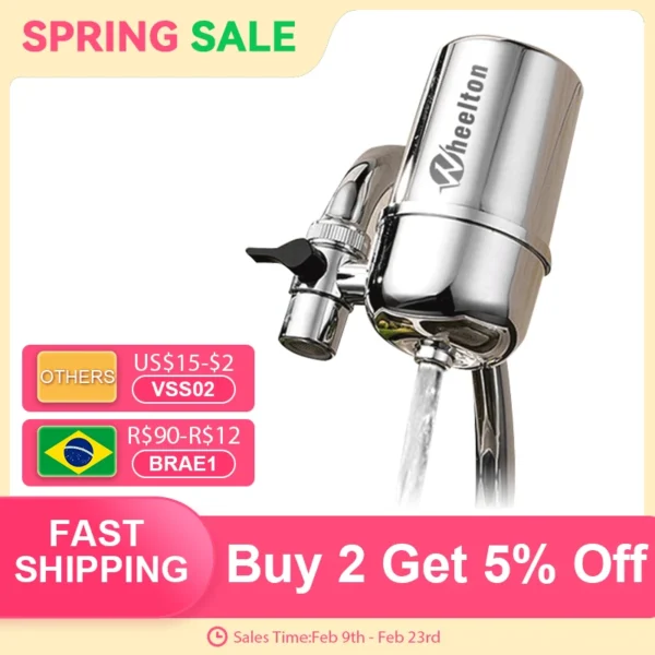 Splash Proof Faucet เครื่องกรองน้ํา Tap สําหรับห้องครัวในครัวเรือนกรองความหนาแน่นสูงลบคลอรีนโลหะหนัก ﻿ 1