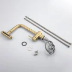 Brushed Gold Touch ก๊อกน้ําอ่างล้างจาน 304 สแตนเลสสตีลร้อนเย็นดึงออกอ่างล้างจาน Tap Sensitive Touch บนก๊อกน้ํา 5