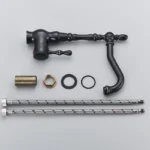 Deck Mount ก๊อกน้ำห้องครัวเดี่ยว360หมุนอ่างล้างหน้าก๊อกสีดำร้อนเย็นผสม 6