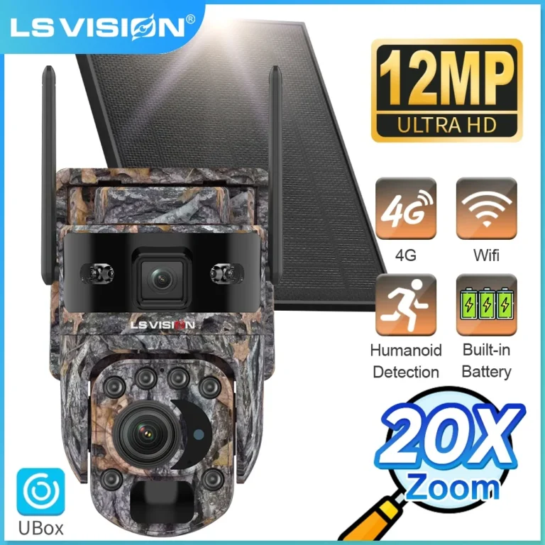 กล้อง LS VISION 12MP ซูมออปติคอล 20 เท่า 4G/ WiFi กล้องโซลาร์เซลล์กลางแจ้ง ลายพราง กล้อง PTZ กล้องวงจรปิด กล้องโซลาร์เซลล์สำหรับล่าสัตว์ Ubox 1