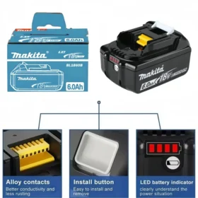 100% ของแท้มากีต้า 18V แบตเตอรี่,สำหรับมากีต้า BL1830B BL1850B BL1850 BL1840 BL1860 BL1815 เปลี่ยนแบตเตอรี่ลิเธียม 18v 6