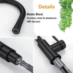 ก๊อกน้ําห้องครัวดึงแปรงนิกเกิลสแตนเลสสีดําครัวผสมแตะอ่างล้างจานแตะ 6