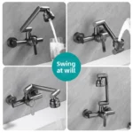 4 โหมดสแตนเลสติดผนังก๊อกน้ําห้องครัวห้องน้ําอ่างล้างจานอ่างล้างหน้าน้ําร้อนเย็น TAP 360 องศา 4