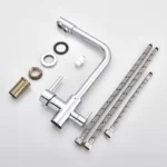 กรองก๊อกน้ำห้องครัว Chrome ดื่ม Pure Water Kitchen Tap Deck Mounted Dual จับ 3 - ways ร้อนเย็นห้องครัว Mixers 6