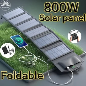 6 พับ 800W แผงพลังงานแสงอาทิตย์แบบพับได้ 20 วัตต์/ชั่วโมงแผงพลังงานแสงอาทิตย์แบบพกพา Fast Charger USB 5V DC Full Time แผงพลังงานแสงอาทิตย์แหล่งจ่ายไฟมือถือ 1