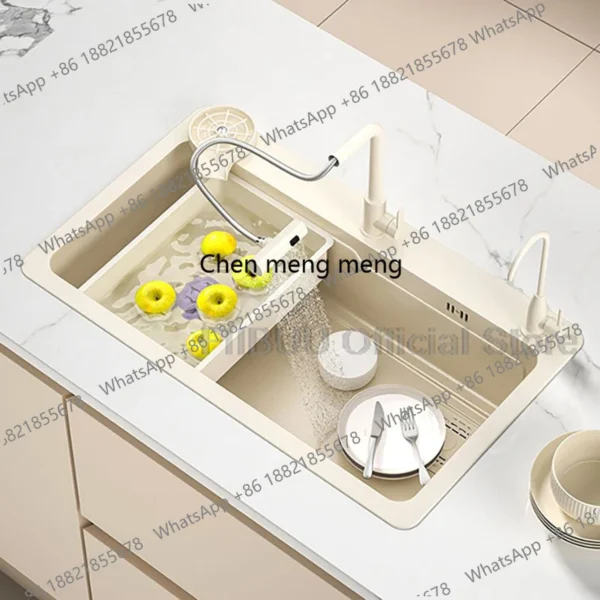 อ่างล้างจานอเนกประสงค์ ขนาดใหญ่ ชามเดี่ยว สแตนเลสหนา ทำด้วยมือ พร้อมก๊อกน้ำและอุปกรณ์ระบายน้ำ 1