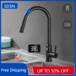 สมาร์ทดิจิตอล Touch ก๊อกน้ําอ่างล้างจานสแตนเลสร้อนเย็นอ่างล้างจาน Tap Touch บนดิจิตอลดึงออกก๊อกน้ําห้องครัว 1