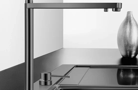 ASRAS ก๊อกน้ําห้องครัวยกสีดําแปรงน้ําร้อนและน้ําเย็น + กรองน้ําสาม-in-one แตะสวิตช์อิสระสําหรับอ่างล้างจานที่ซ่อนอยู่ 1