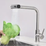 2025 ใหม่ปืนสีเทา 304 สแตนเลสดึงหกฟังก์ชั่นอ่างล้างจานก๊อกน้ําร้อนและเย็นหมุนก๊อกน้ํา 3