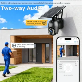 กล้องวงจรปิดพลังงานแสงอาทิตย์สำหรับภายนอกบ้าน รองรับซิม 4G ซูมออปติคอล 50 เท่า ความละเอียด 4K พร้อม Wifi ป้องกันความปลอดภัย ตรวจจับความเคลื่อนไหวของมนุษย์ กล้องวงจรปิด IP 5