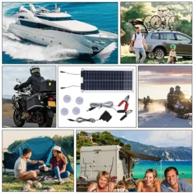 เครื่องชาร์จพลังงานแสงอาทิตย์ 100W กันน้ํา Trickle Charger พลังงานแสงอาทิตย์แบตเตอรี่ Keeper DUAL OUTPUT สําหรับ 12 V-24 V รถ RV เรือรถจักรยานยนต์ 6