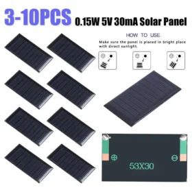 แผงโซลาร์เซลล์ 0.15W 5V โพลีซิลิคอน แผงชาร์จพลังงานแสงอาทิตย์ 30mA แผงโซลาร์เซลล์แบบพกพาประสิทธิภาพสูงสำหรับไฟส่องสว่างในครัวเรือนขนาดเล็ก 2