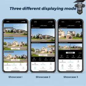 15MP 8K ไวไฟเอชดีกล้องสามเลนส์กล้องไอพีพลังงานแสงอาทิตย์กลางแจ้งไร้สายกันน้ำ PIR การมองเห็นตอนกลางคืน AI การติดตามมนุษย์การเฝ้าระวัง 2