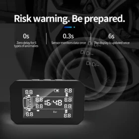 ระบบตรวจสอบความดันยางรถ TPMS ชาร์จพลังงานแสงอาทิตย์จอแสดงผล LCD 6/8/10/12 เซ็นเซอร์ความดันยางและอุณหภูมิความปลอดภัยนาฬิกาปลุก 3