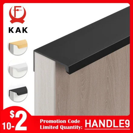 KAK ซ่อนยาวเฟอร์นิเจอร์จับสีดําตู้ครัวมือจับดึงไม่เจาะอลูมิเนียมอัลลอยด์ประตูตู้จับฮาร์ดแวร์ 1