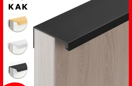 KAK ซ่อนยาวเฟอร์นิเจอร์จับสีดําตู้ครัวมือจับดึงไม่เจาะอลูมิเนียมอัลลอยด์ประตูตู้จับฮาร์ดแวร์ 1