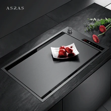 ASRAS นาโนเมตรซ่อนสมาร์ท Purifying KITCHEN Island Sink ฝาครอบซ่อน 4 มม.Handmade อ่างล้างมือคู่ 1