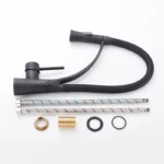 Chrome ดึงลงก๊อกน้ำห้องครัวที่มีสีดำท่อติดตั้งร้อนเย็น Mixer SINK แตะ TAP ครัว 6