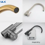 ULA ก๊อกน้ําห้องครัวสแตนเลส 360 หมุนอ่างล้างจานร้อนและเย็น Chrome Black Gold Sink Mixer Tap Torneira 4