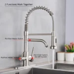 ULGKSD ก๊อกน้ําห้องครัวทองเหลือง 360 หมุนดึงลงสเปรย์หัวคู่ร้อนเย็นน้ํา TAP ตรงก๊อกน้ําดื่ม 3