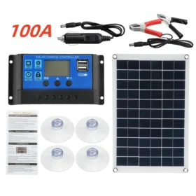 แผงโซลาร์เซลล์ 200W แผงโซลาร์เซลล์กันน้ํา 12V แบบพกพา DC dual USB เครื่องชาร์จแบตเตอรี่พลังงานแสงอาทิตย์กลางแจ้งตั้งแคมป์ชาร์จแบตเตอรี่พลังงานแสงอาทิตย์ 5