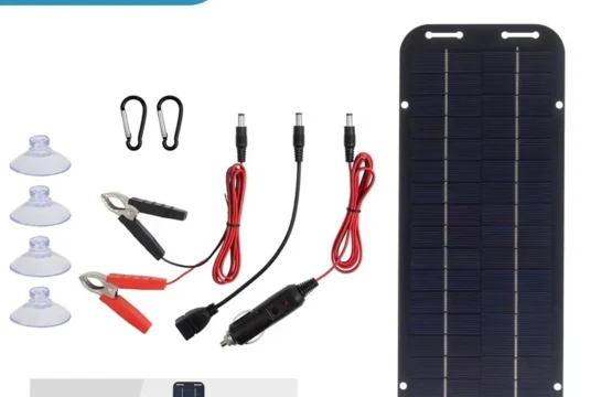 เครื่องชาร์จแบตเตอรี่แบบช้าๆ ใช้พลังงานแสงอาทิตย์ 10 วัตต์ 12 โวลต์ สำหรับรถ ATV มอเตอร์ไซค์ สกู๊ตเตอร์ รถยนต์ รถบ้าน เรือ 1