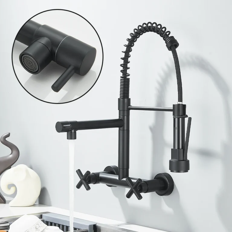 สีดำก๊อกน้ำห้องครัวแฟชั่นพิเศษก๊อกน้ำห้องครัวหมุนพ่นด้านข้างติดผนังก๊อกน้ำห้องครัวMixer Tap 1