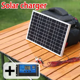 ชุดแผงโซลาร์เซลล์ 20 วัตต์/ชั่วโมง ครบชุด 12 โวลต์ โพลีคริสตัลไลน์ พลังงานแสงอาทิตย์แบบพกพา ชาร์จไฟได้ ใช้กลางแจ้ง เครื่องกำเนิดไฟฟ้าพลังงานแสงอาทิตย์สำหรับบ้าน 2