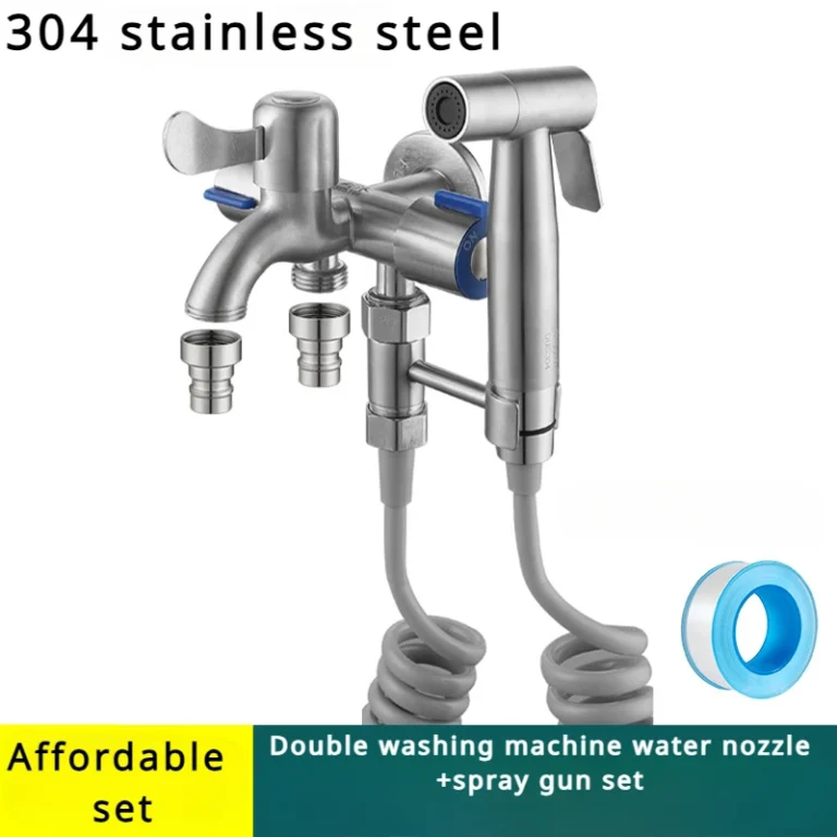 304ก๊อกน้ำสแตนเลสสตีลอเนกประสงค์แบบหนึ่งถึงสามเครื่องซักผ้าอ่างถูพื้นก๊อกน้ำที่ระเบียง 1