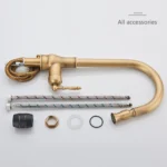 Rozin ทองเหลืองโบราณก๊อกน้ําห้องครัวดึง Spout ก๊อกน้ําห้องครัวสีดําเดี่ยวหมุนน้ําร้อนน้ําเย็น Kitchen Mixer Tap 5