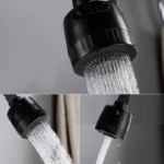 BAKALA Matte สีดําก๊อกน้ําห้องครัวติดผนังทองเหลือง 360 หมุน Spout เดี่ยวร้อนเย็นน้ําผสม Sprayer หัว 2