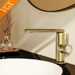 ก๊อกน้ำห้องน้ำหรู VGX ก๊อกผสมอ่างล้างหน้า ก๊อกน้ำอ่างล้างหน้าแบบ Gourmet ก๊อกน้ำร้อนน้ำเย็น ทองเหลือง โครเมียม ดำ ทองขัดเงา 1