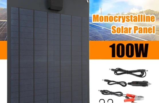 โซล่าเซลล์โพลีคริสตัลไลน์คู่5V แผงโซล่า100W ที่ชาร์จแบตเตอรี่12V อุปกรณ์จ่ายไฟมือถือตั้งแคมป์กลางแจ้ง 1