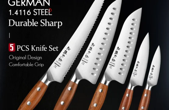 HEZHEN 1PC หรือ 5PC ชุดมีดครัว 1.4116 เหล็กสีแดงไม้ Handle เครื่องมือทําอาหาร Core ใบมีดมีดครัวอุปกรณ์เสริมกล่องบรรจุ 1