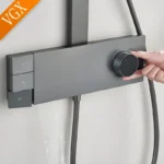 ชุดระบบฝักบัวอาบน้ำ VGX ชุดฝักบัวทองหรูหรา ชุดฝักบัวทองเหลืองแบบเรนชาวเวอร์ ชุดฝักบัวผสมน้ำแบบโรสโกลด์ 4