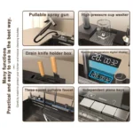 อ่างล้างจานสแตนเลสแบบมีน้ำตก ขนาดใหญ่พิเศษ ช่องเดียว พร้อมหน้าจอดิจิตอล ขนาด 100x50 ซม. 3