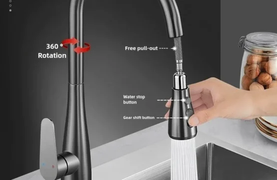 2024new ก๊อกน้ําห้องครัววัสดุทองเหลืองดึงอ่างล้างจาน Water TAP Deck ติดตั้ง Mixer Stream Sprayer หัวร้อนเย็นก๊อก 1