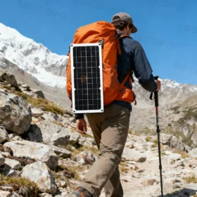 แผงโซลาร์เซลล์โมโนคริสตัลไลน์ SOECOPO 150W พร้อมพอร์ต USB/Type-C/DC สามช่องสำหรับการตั้งแคมป์/รถบ้าน/ไฟฉุกเฉิน 6