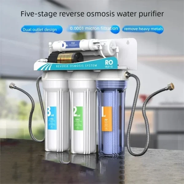 เครื่องกรองน้ำสำหรับใช้ในบ้าน ระบบ Reverse Osmosis กรองน้ำดื่มได้โดยตรง ดีไซน์สองช่องจ่ายน้ำ ระบบกรองความละเอียดสูง 1