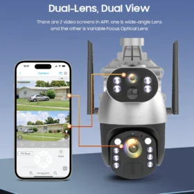 UNENTGT 8MP 50x ซูมพลังงานแสงอาทิตย์กล้องรักษาความปลอดภัยไร้สาย Dual เลนส์บันทึกวิดีโอ PTZ กลางแจ้ง Cam 4G SIM/WIFI สี Night Vision 2