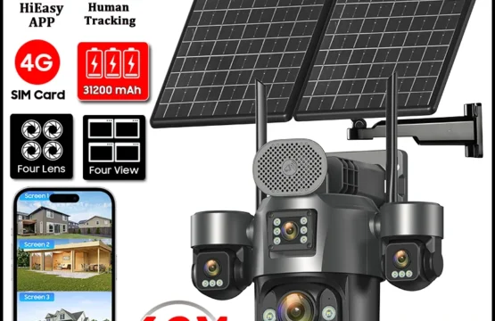กล้องวงจรปิด 4G SIM พลังงานแสงอาทิตย์ PTZ  บันทึกภาพสี่จอ AOV บันทึกตลอด 24 ชั่วโมง แบตเตอรี่ 31200mah สำหรับภายนอกอาคาร ซูมออปติคอล 60 เท่า ติดตามอัตโนมัติ 1