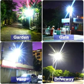 ใหม่ล่าสุดไฟถนนพลังงานแสงอาทิตย์ Motion Sensor LED น้ําท่วมพลังงานแสงอาทิตย์ Dusk To Dawn กลางแจ้ง IP66 กันน้ํา LED โคมไฟรักษาความปลอดภัยสําหรับ YARD 6